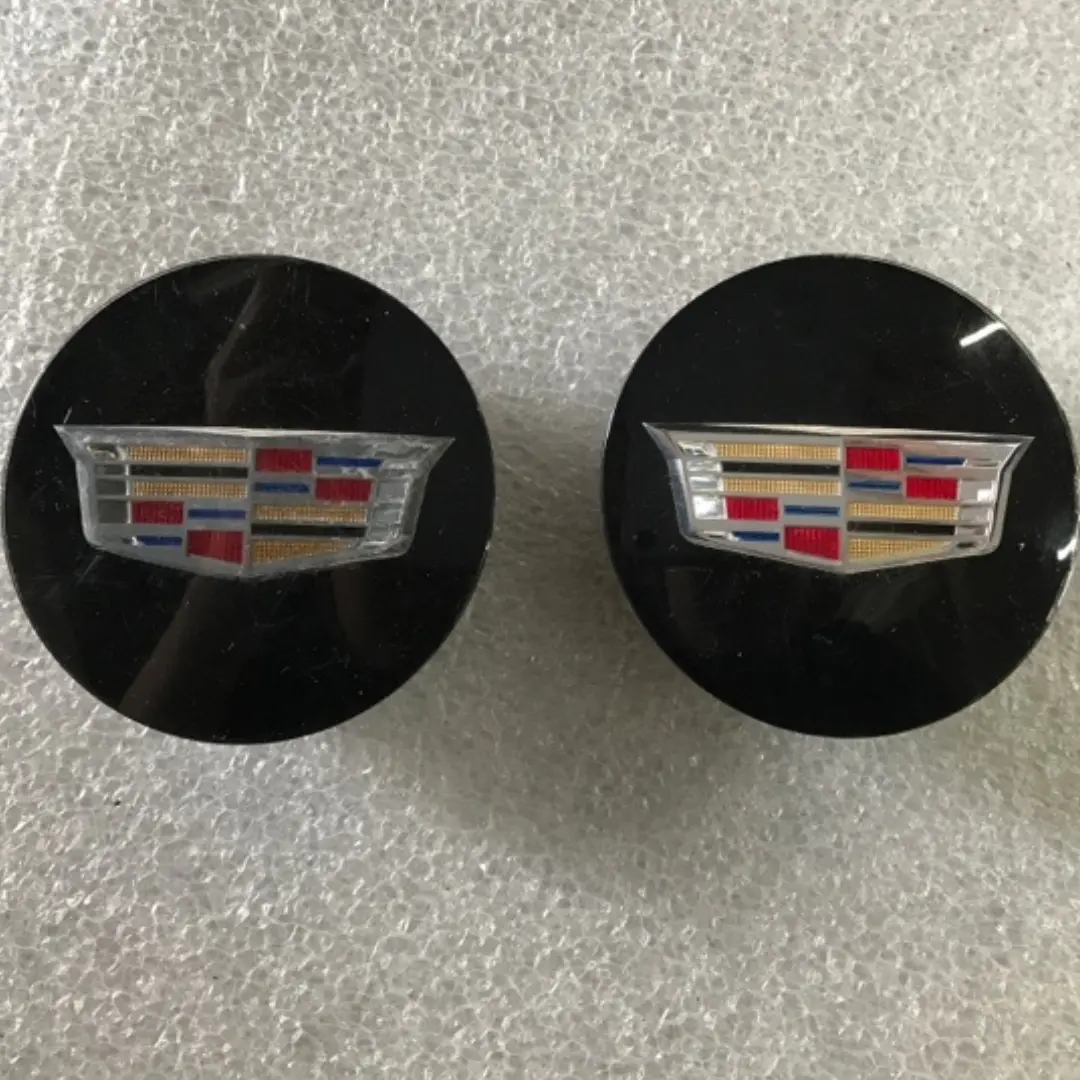 Set Of 2 Cadillac Wheel Center Caps Glossy Black 9597375 B7aa7769 1