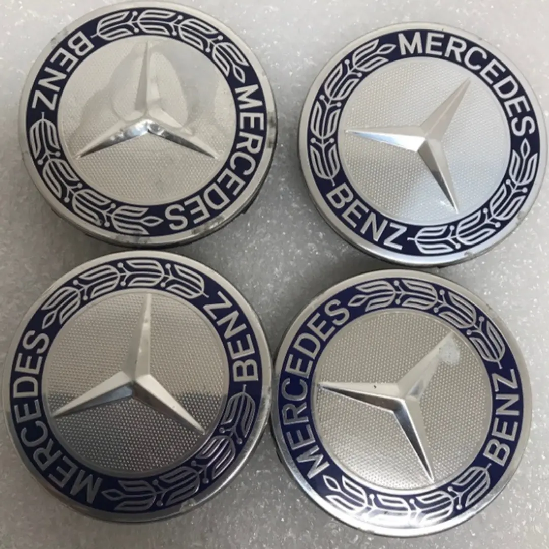 Set Of 4 Mercedes 75Mm Classic Dark Blue Wheel Center Hub Caps Amg B3a8998e 1