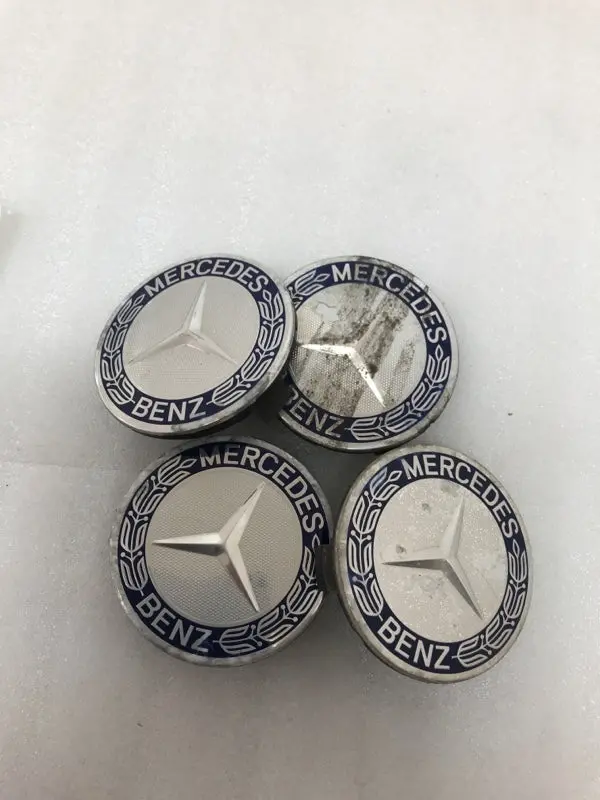 Set Of 4 Mercedes 75Mm Classic Dark Blue Wheel Center Caps Amg Wreath 93Ccbd68 1