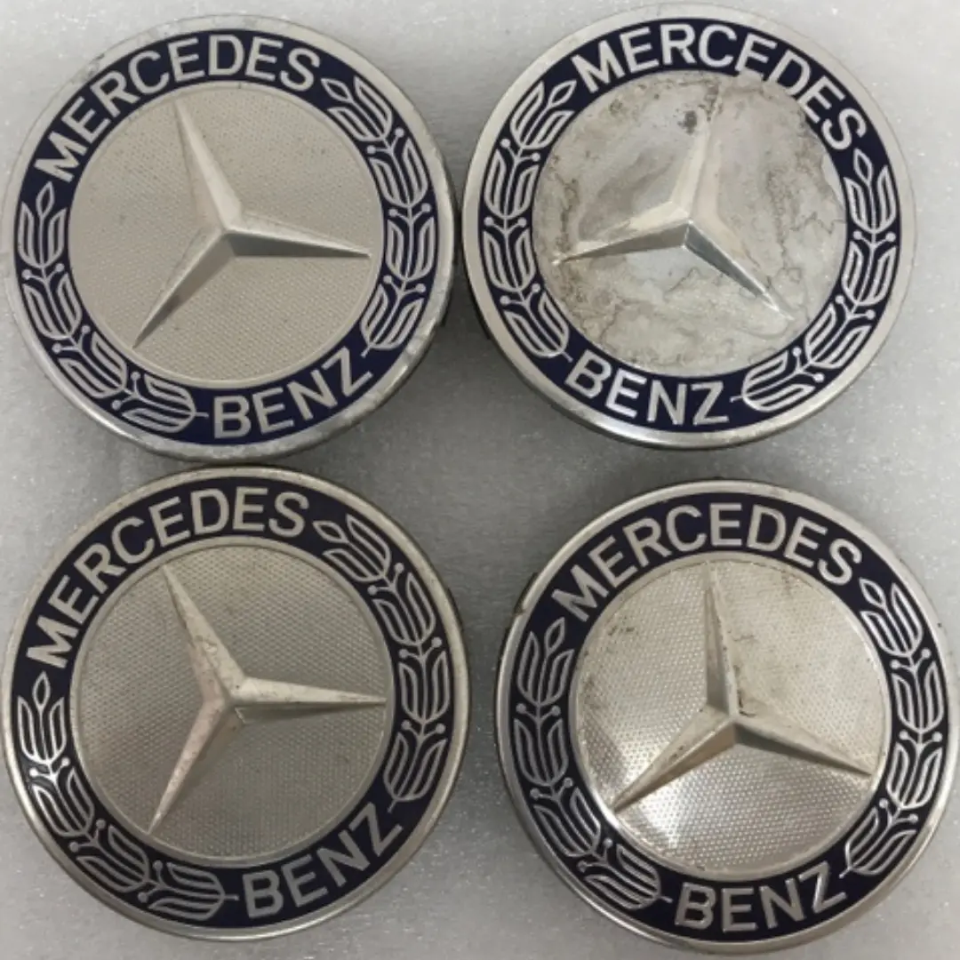 Set Of 4 Mercedes 75Mm Classic Dark Blue Wheel Center Hub Caps Amg A307ccc4 1