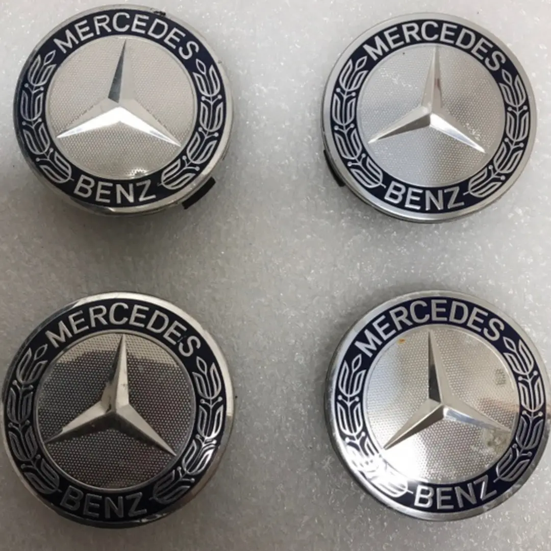 Set Of 4 Mercedes-Benz 75Mm Classic Dark Blue Wheel Center Hub Caps Amg 2062F474 1