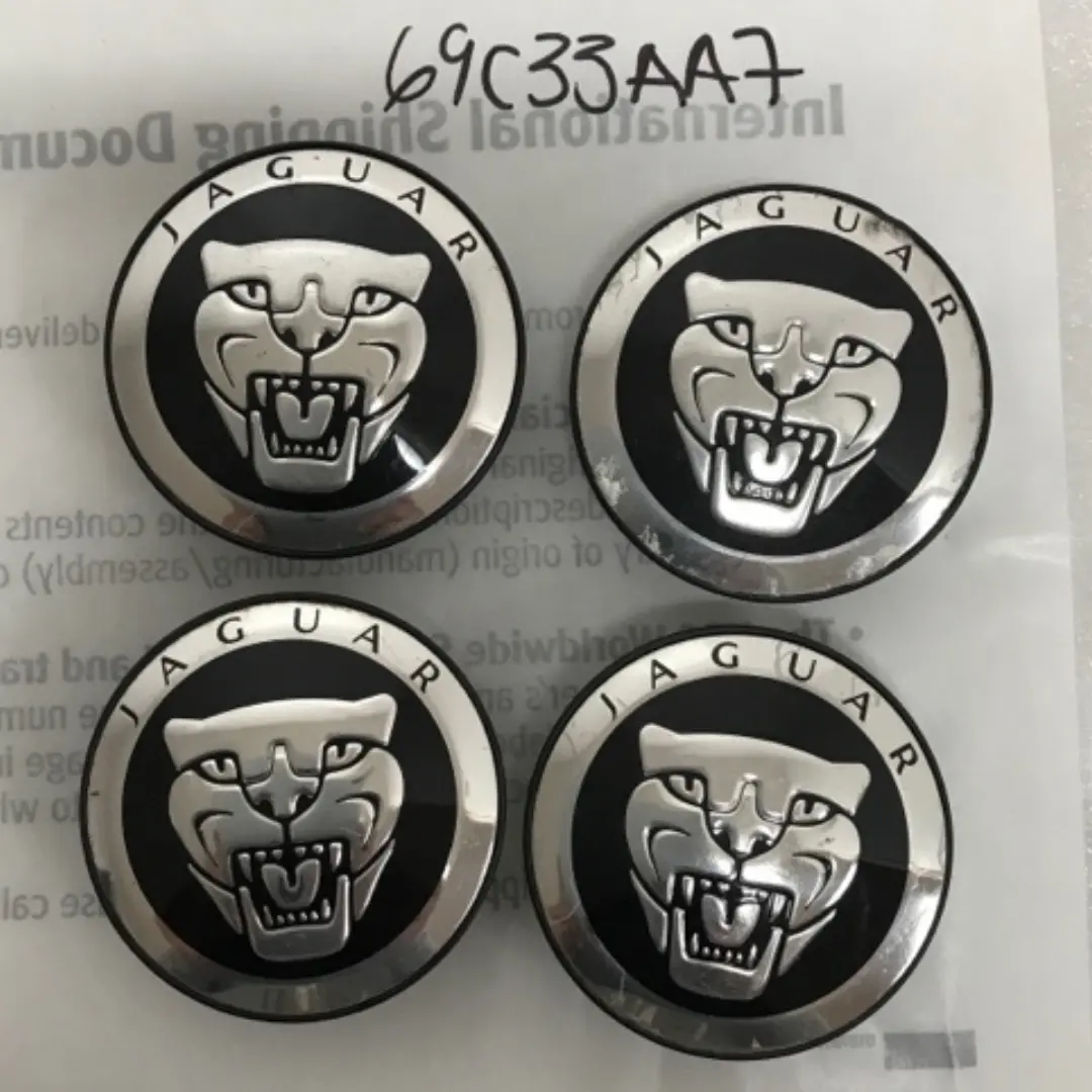 Set Of 4 Jaguar Black 59Mm Center Cap Cover 8W93-1A096-Ab 69C33aa7 1