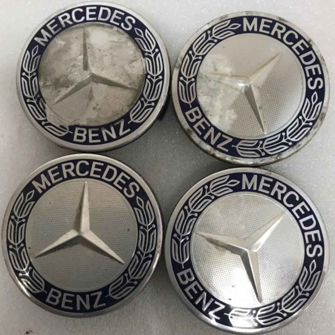 Set Of 4 Mercedes 75Mm Classic Dark Blue Wheel Center Hub Caps Amg B43ee814 1