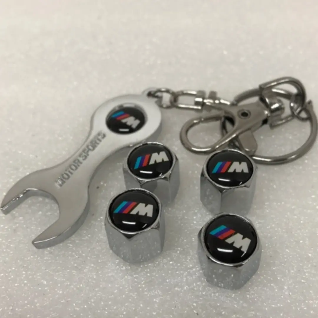 Set Of 4 Motorsports Bmw Tire Stem Valve Cap With Key 98Ba4f67 1