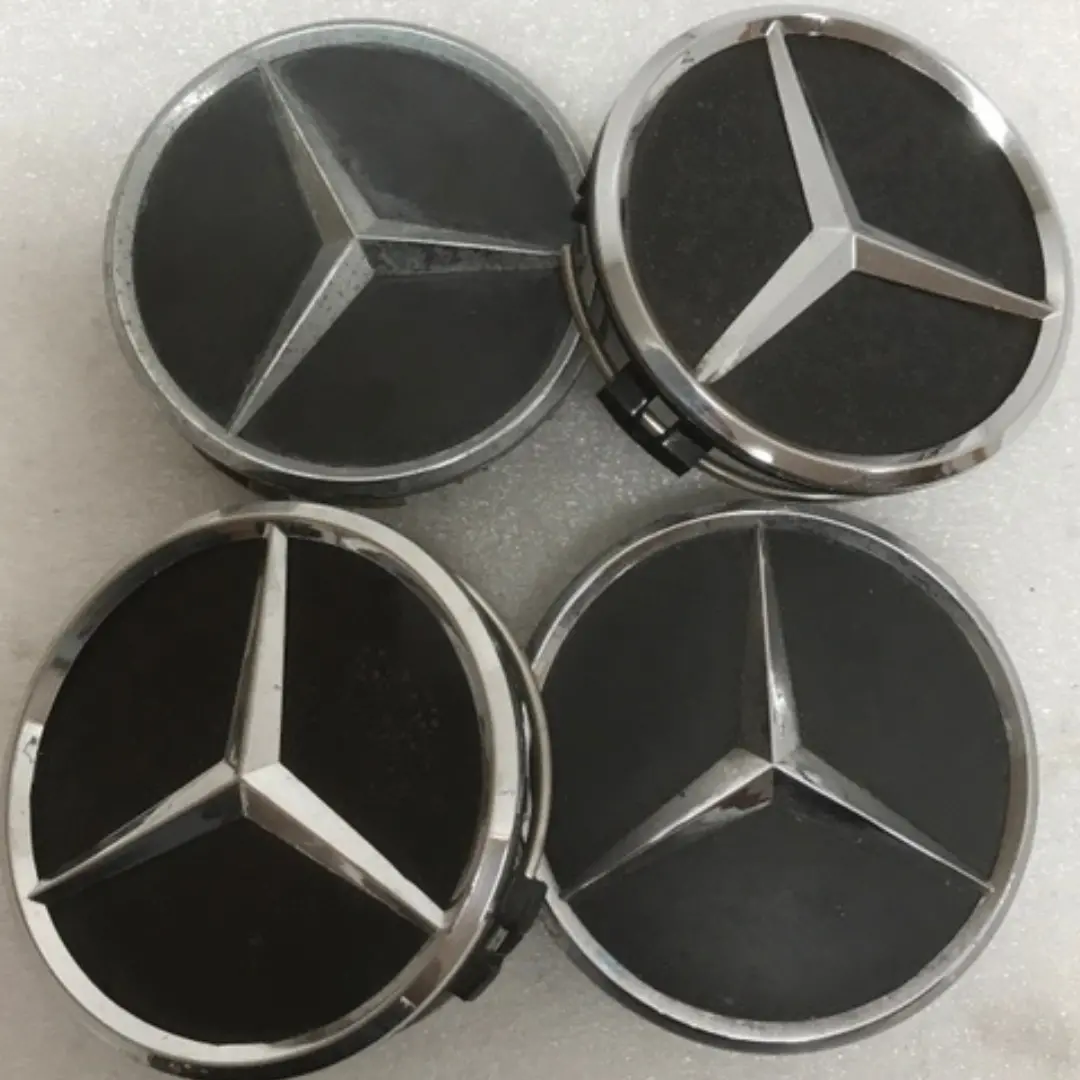 Set Of 4 Mercedes-Benz Matte Black Wheel Center Hub Caps 3D7e8d07 1