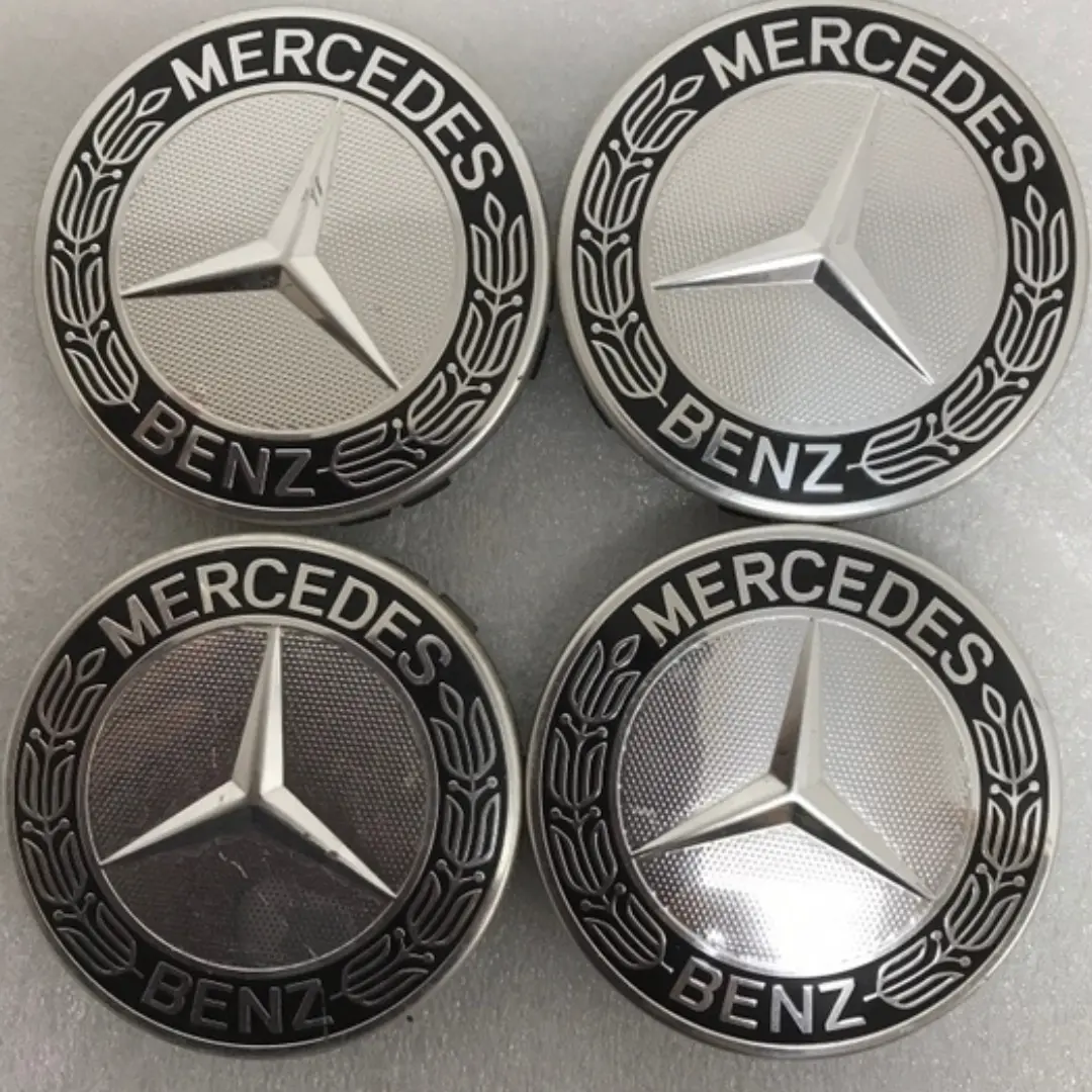 Set Of 4 Mercedes 75Mm Classic Dark Blue Wheel Center Hub Caps Amg 40Db75c9 1