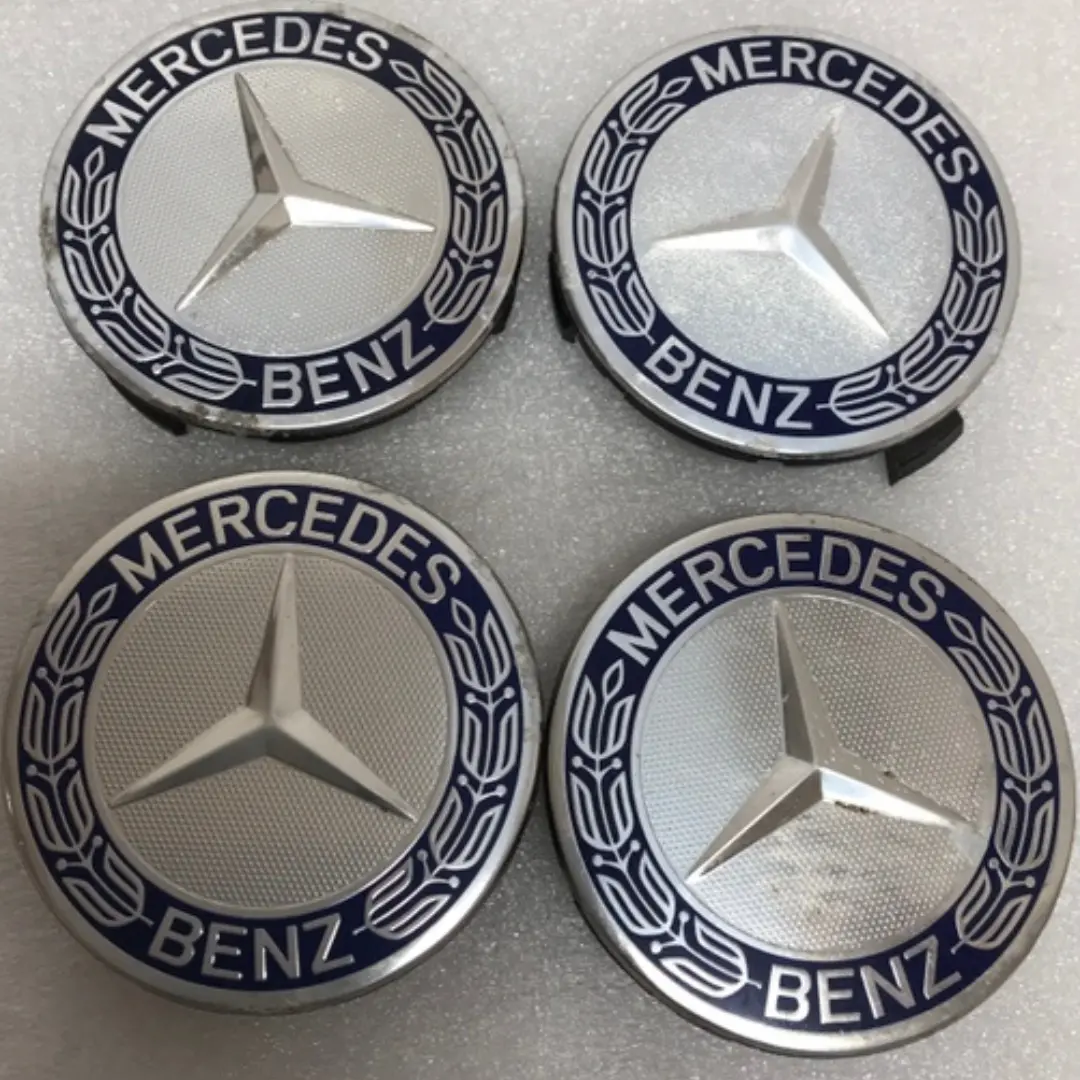 Set Of 4 Mercedes 75Mm Classic Dark Blue Wheel Center Hub Caps 1358Ec0d 1