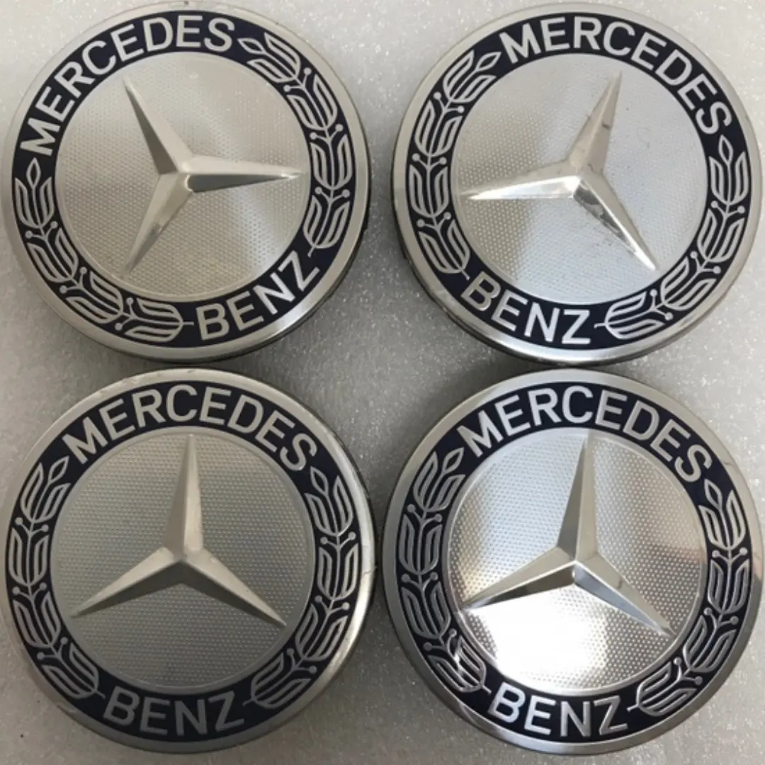 Set Of 4 Mercedes 75Mm Classic Dark Blue Wheel Center Hub Caps A333b0fe 1