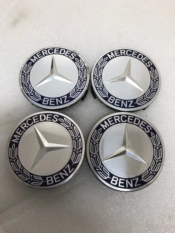 Set Of 4 Mercedes 75Mm Classic Dark Blue Wheel Center Hub Caps Bc38e4ef 1