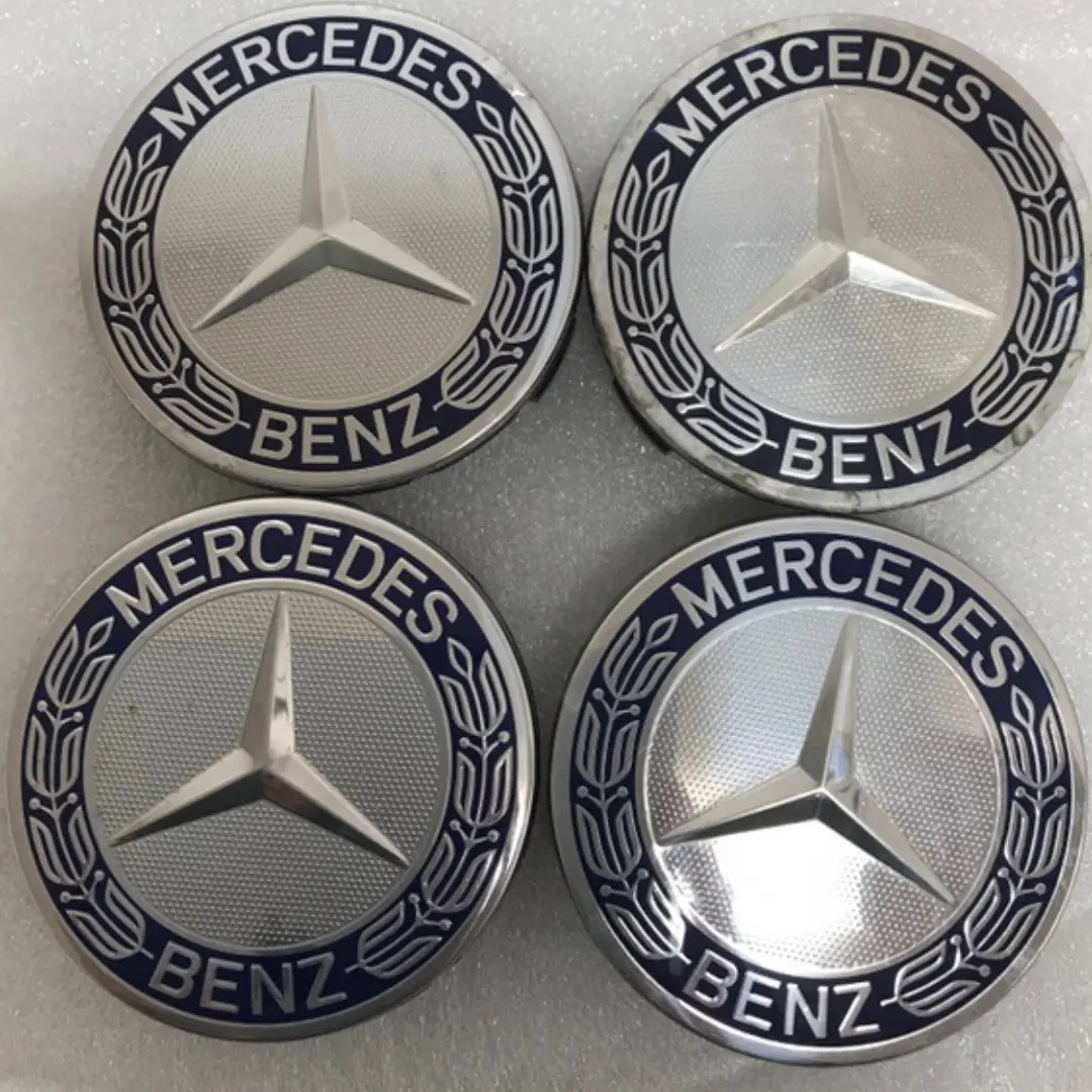 Set Of 4 Mercedes 75Mm Classic Dark Blue Wheel Center Hub Caps 3B8bab78 1