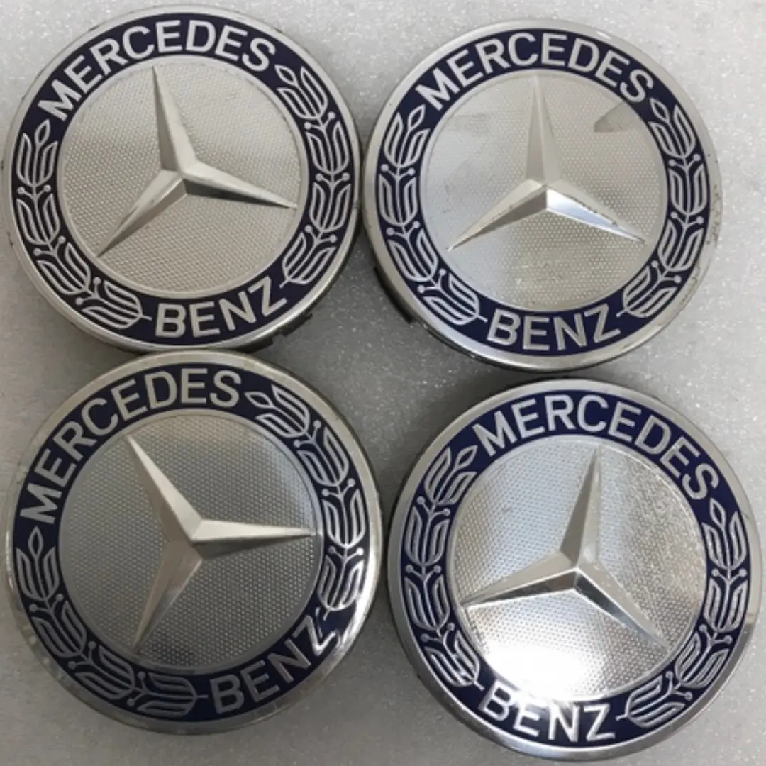 Set Of 4 Mercedes 75Mm Classic Dark Blue Wheel Center Hub Caps 72523496 1