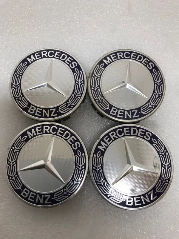 Set Of 4 Mercedes 75Mm Classic Dark Blue Wheel Center Hub Caps 5A8b5ce0 1