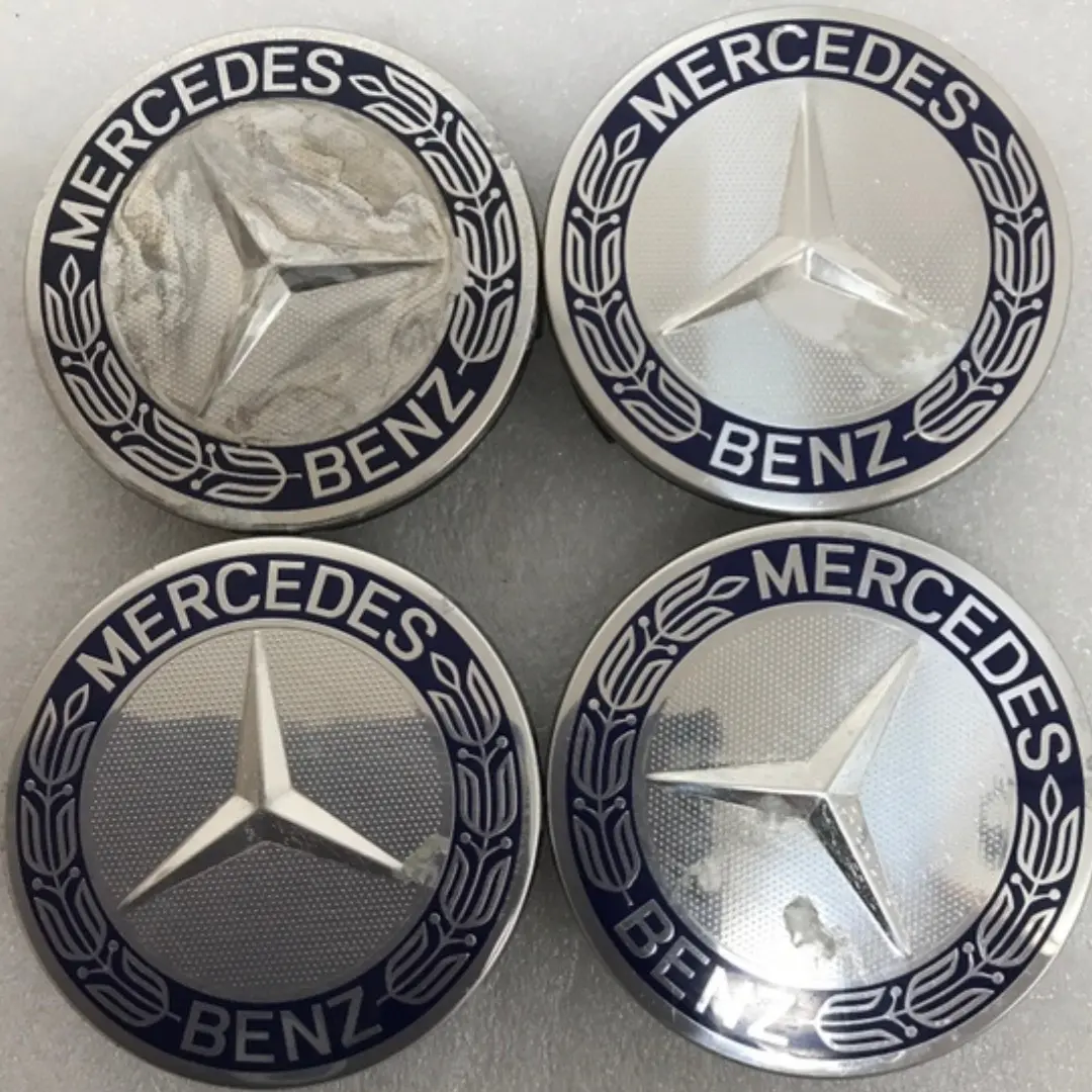 Set Of 4 Mercedes 75Mm Classic Dark Blue Wheel Center Hub Caps 98F7726b 1
