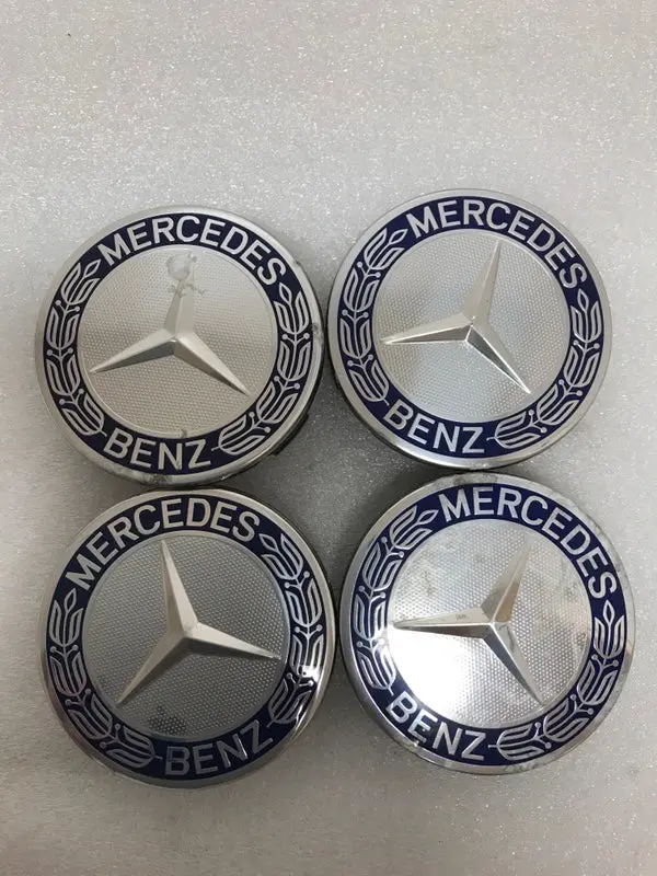 Set Of 4 Mercedes 75Mm Classic Dark Blue Wheel Center Hub Caps 7B982f74 1