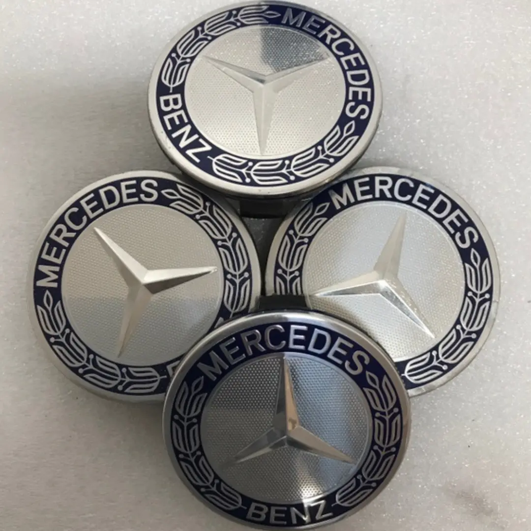 Set Of 4 Mercedes 75Mm Classic Dark Blue Wheel Center Hub Caps B55620b0 1