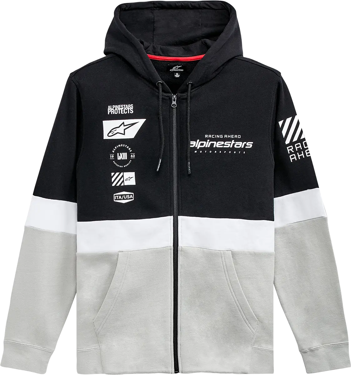 Alpinestars Position Zip Hoodie – Black/White/Silver Color Block, Size 2Xl 1