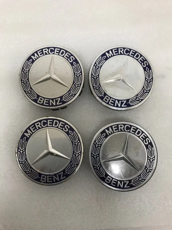 Set Of 4 Mercedes Classic Dark Blue Wheel Center Hub Caps Amg Wreath 78E11c52 1