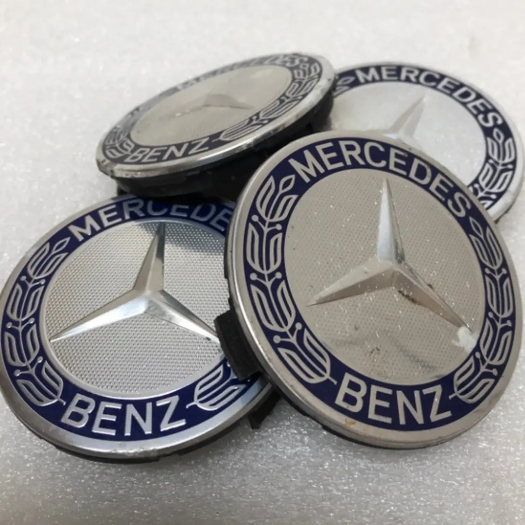 Set Of 4 Mercedes 75Mm Classic Dark Blue Wheel Center Hub Caps 1358Ec0d 2