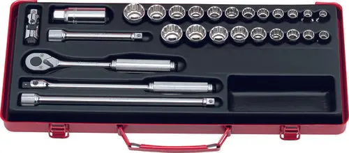 3/8 Sq. Dr. Socket Set   12 Point   27 Pieces 1