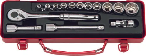 3/8 Sq. Dr. Socket Set   12 Point   35 Pieces 1