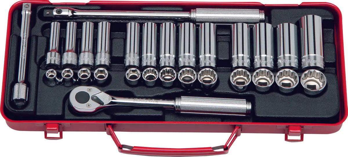 3/8 Sq. Dr. Socket Set   6, 12 Point   29 Pieces 1