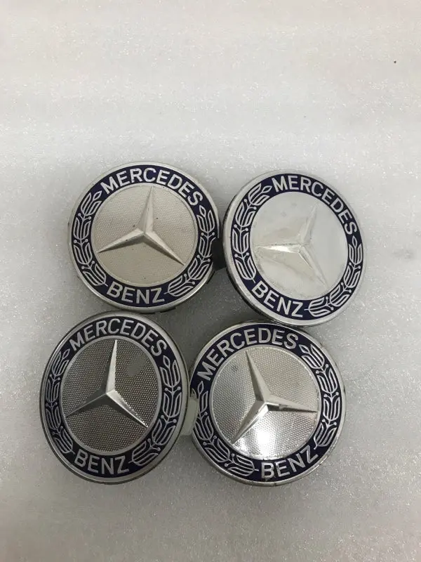 Set Of 4 Mercedes Classic Dark Blue Wheel Center Hub Caps Amg Wreath 78E11c52 2