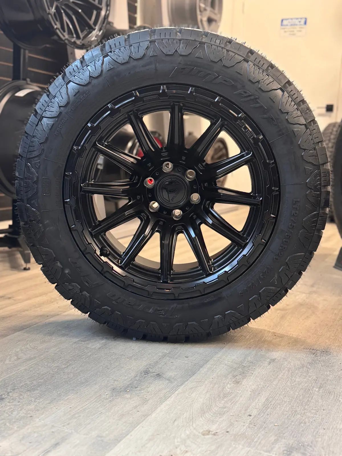 (Set Of Four) Fuel Piston 20X10 -18 6X135 87 Blackout W/ Gloss Black Lip | 275/60R20 Amp Terrain Pro 1