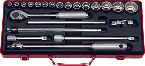 1/2 Sq. Dr. 24 Piece 12-Point Metric Socket Set  10-32Mm 1