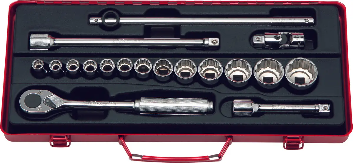 1/2 Sq. Dr. 18 Piece 12-Point Sae Socket Set  3/8-1.1/4" 1