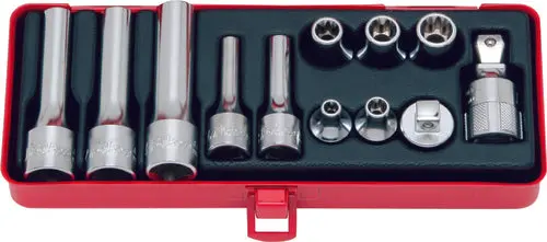 3/8, 1/2 Sq. Dr. 12 Piece Torxâ® Short/Deep Socket Set E6-E14 1