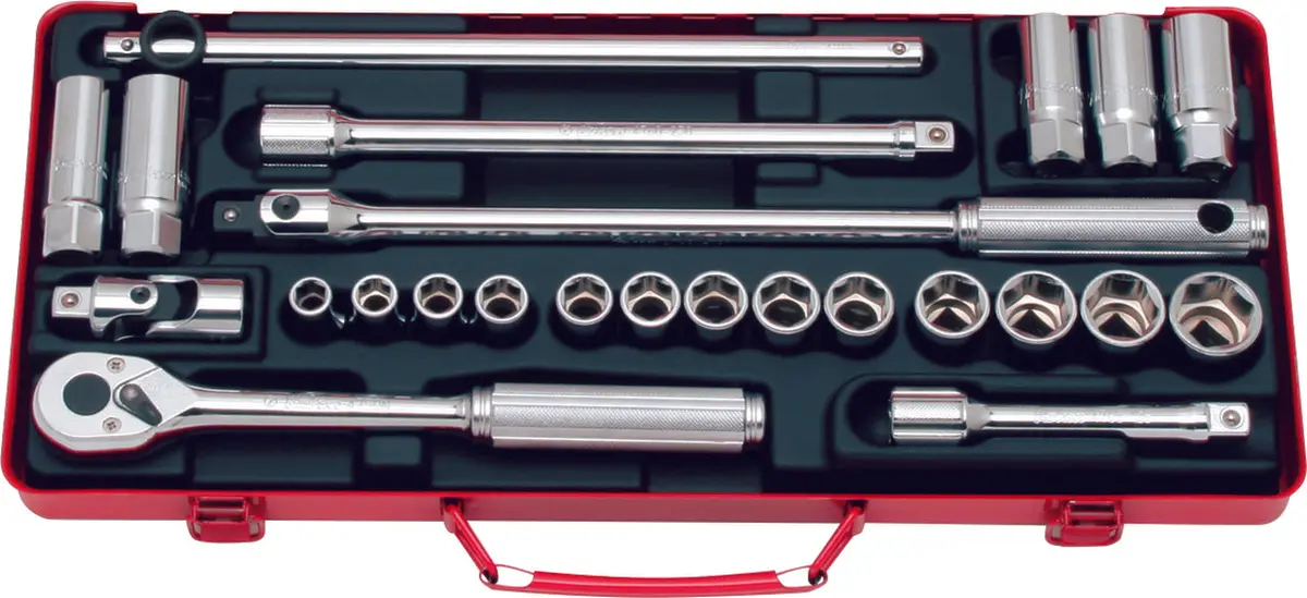 1/2 Sq. Dr. Socket Set   6 Point   24 Pieces 1
