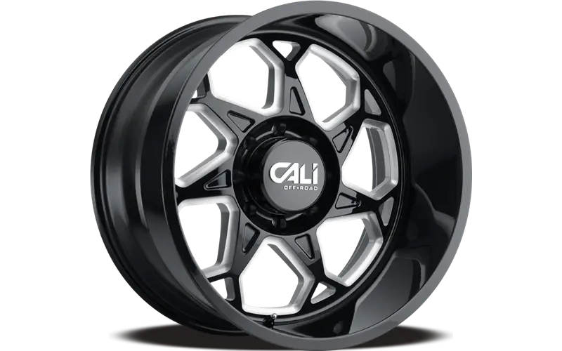Cali Off-Road Sevenfold Gloss Black Milled 20X10 -25 8X170mm 130.8Mm 1