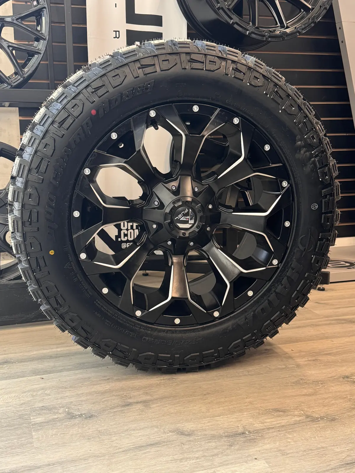 ( Set Of Four ) Fuel Assault Matte Black Milled 20X9 +20 6X135/6X139.7 | Lt 275/60R20 Haida Mud Champ 869 3Pms 1