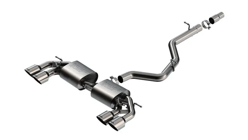 Borla 22-25 Volkswagen Golf R S-Type Cat-Back Exhaust - Dual 4.5In Stainless Brushed Tips W/ Logo 1
