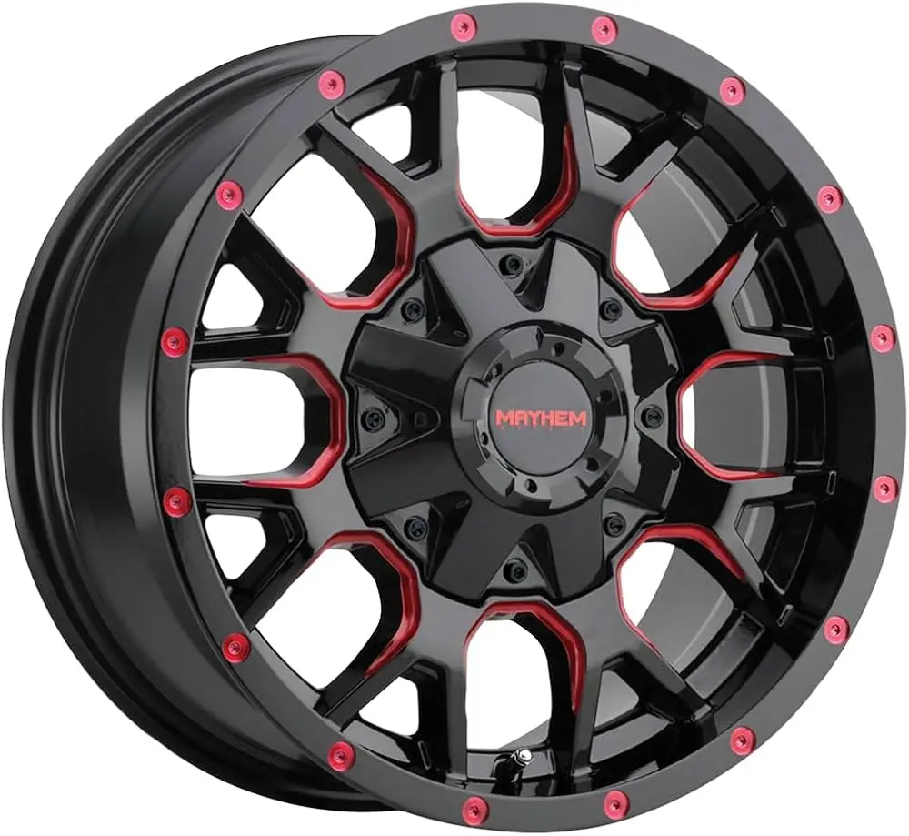 Mayhem Warrior 8015 Gloss Black Milled Prism Red 18X9 6X135/6X139.7 18Mm 106Mm 1
