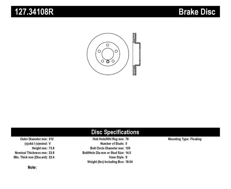 Stoptech Slotted And Drilled Front Brake Rotor — Right-Side Replacement For 2007–2009 Bmw 328 1