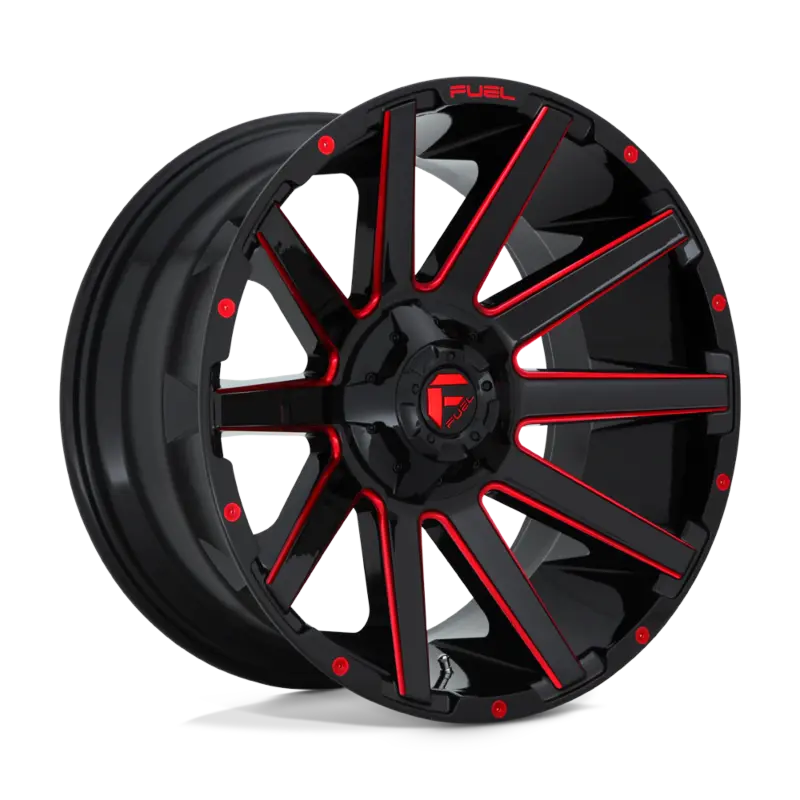 Fuel Contra Gloss Blk With Red Milling | 20X9 6X135/6X139.7 +20 106.1Mm - Text Us For Clearance Price*** 1