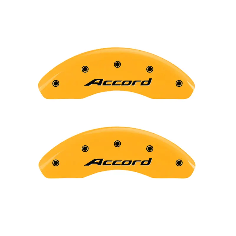 Mgp Engraved Caliper Cover Set – Front & Rear For Honda Accord, Yellow Finish With Black Accent 1