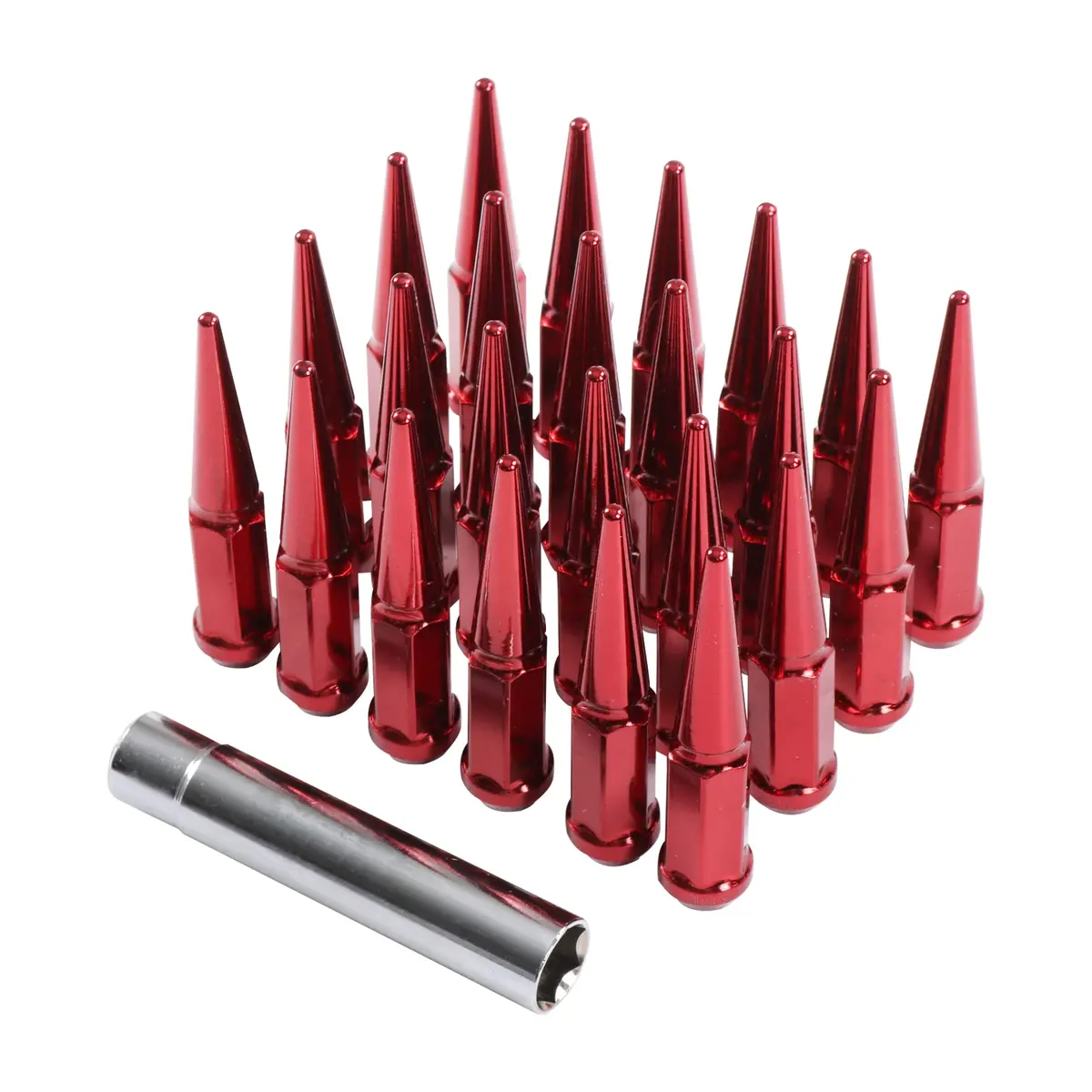 Spike Lug Nuts - Red Closed - 14X1.5 - 32 Pack 1