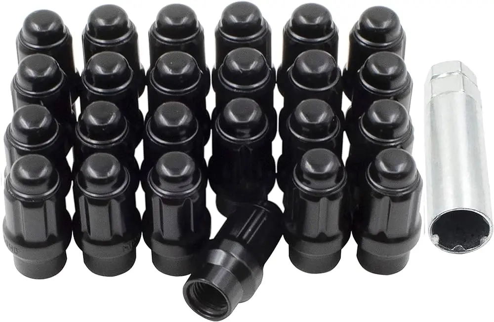 Lug Nuts - Black Closed - 12X1.5 - 24 Pack Extended Thread 1
