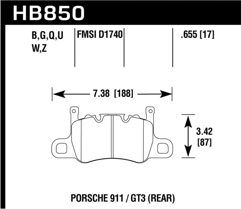 Hawk 14-17 Porsche 911 Gt3 Hp+ Street/Motorsports Crossover Rear Brake Pads 1