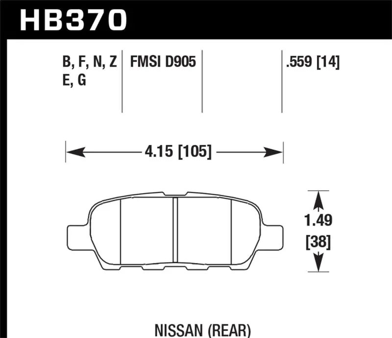 Hawk Hps 5.0 Rear Brake Pads For 2010–2013 Infiniti Ex35 1