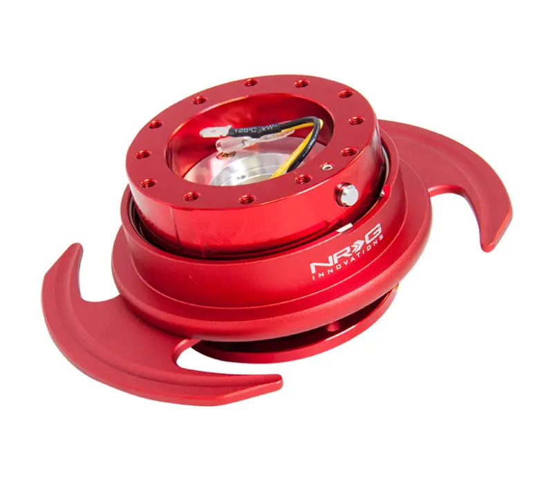 Nrg Quick Release Steering Wheel Hub – Gen 3.0, Red Metal Body With Red Ring & Ergonomic Handles 1