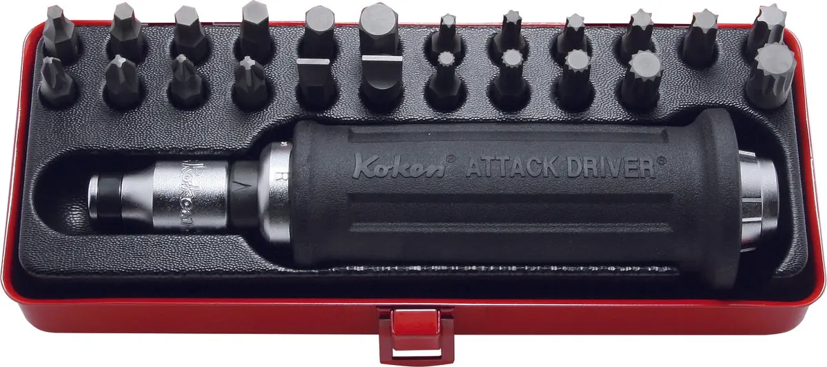 1/2 Sq. Dr. Attack Driver Set     Rubber Grip 18 Pieces 1