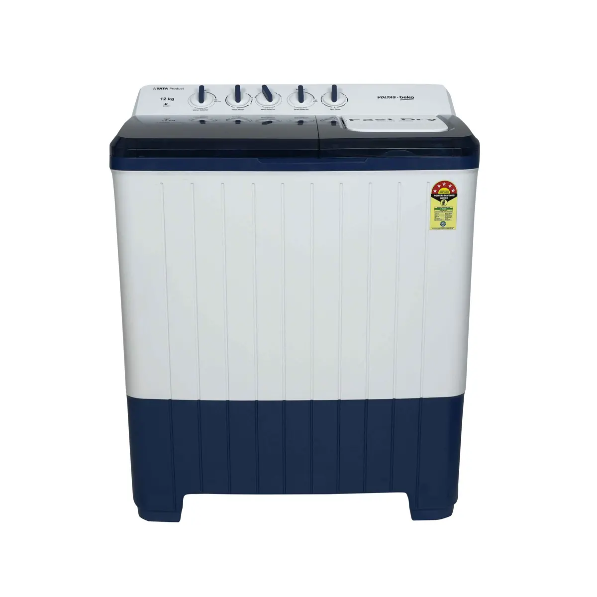 12 Kg 5 Star Semi-Automatic Top Load Washing Machine (Wtt120upa/Bl5kptd, Blue, Special Pulsator And Double Waterfall Technology) , Voltas Beko, A Tata Product 1