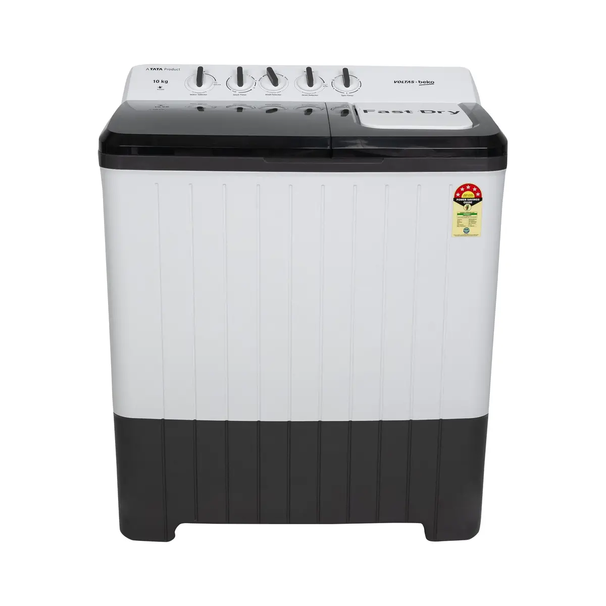 10 Kg 5 Star Semi-Automatic Top Load Washing Machine (Wtt100upa/Gr5kptd, Grey, Special Pulsator And Double Waterfall Technology) , Voltas Beko, A Tata Product 1