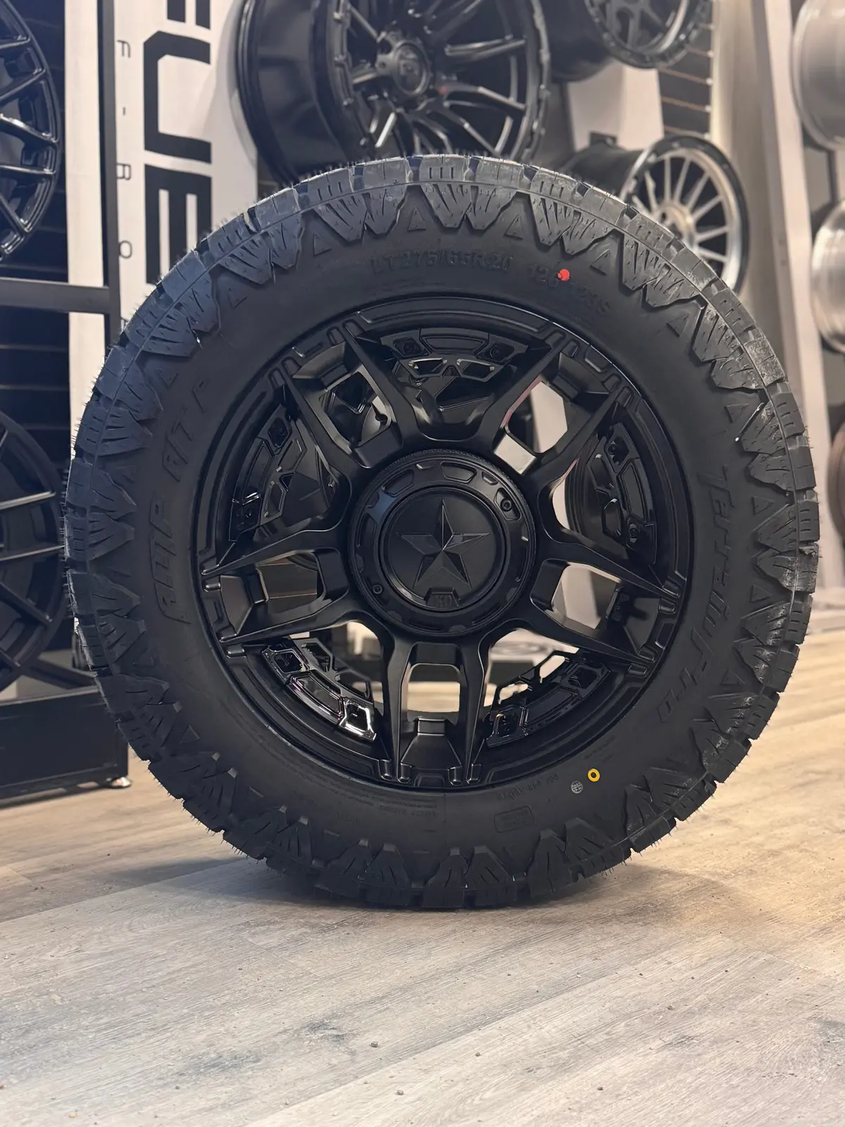 (Set Of Four) Xd Slash Matte Blk 20X9 8X170 +1 125.1Mm | 275/65R20 Amp Terrain Pro ( Floating Caps ) 1