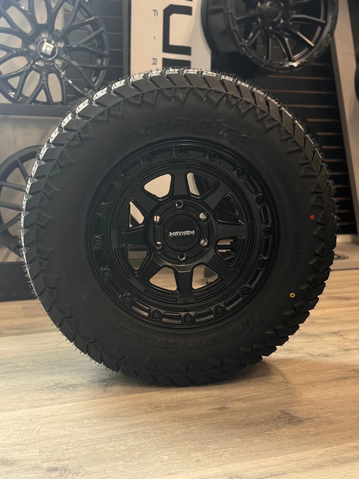 (Set Of Four) Mayhem Ridgeline 8306 Satin Blk 17X8.5 6X139.7 +6 106.1Mm | Lt 265/70R17 Amp Terrain Attack At 1