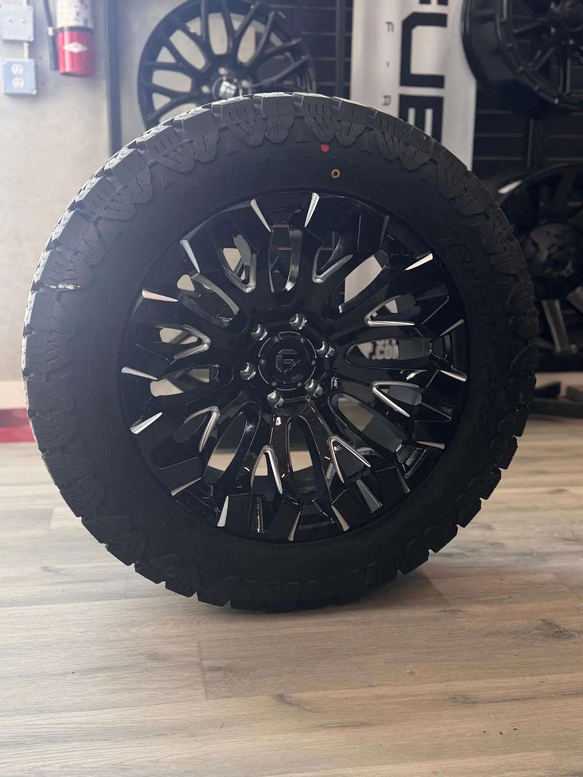 (Set Of Four) Fuel Quake 20X10 6X135 -18 Gloss Black Milled | Lt 275/60R20 Amp Terrain Pro 1