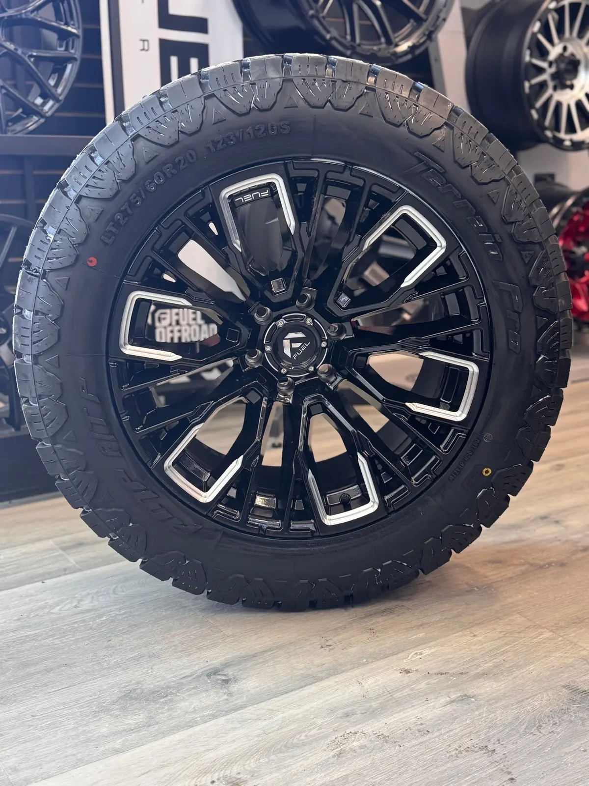 (Set Of Four) Fuel Rebar Gloss Blk Milled 20X10 6X135 -18Mm | Lt 275/60R20 Amp Terrian Pro 1